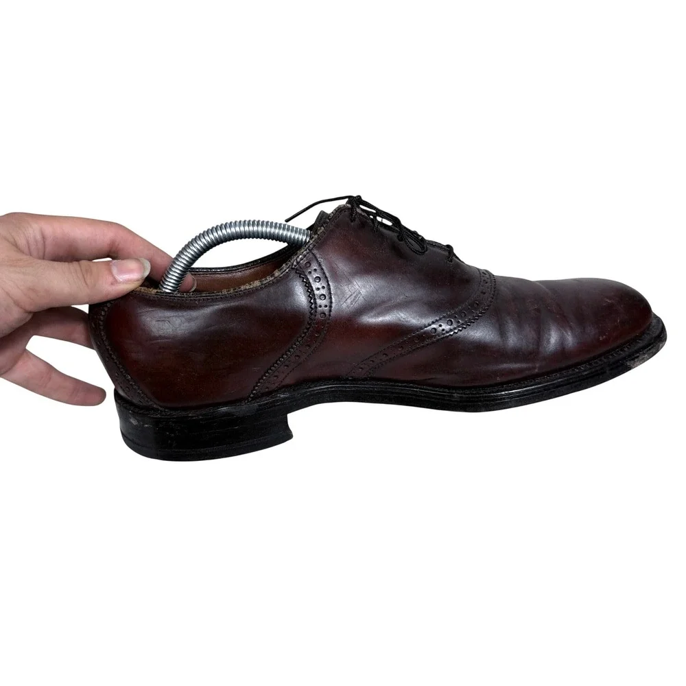 Allen Edmonds Sanford Oxford Shoes Mens 10.5 D Burgundy Leather Wingtip Brogue